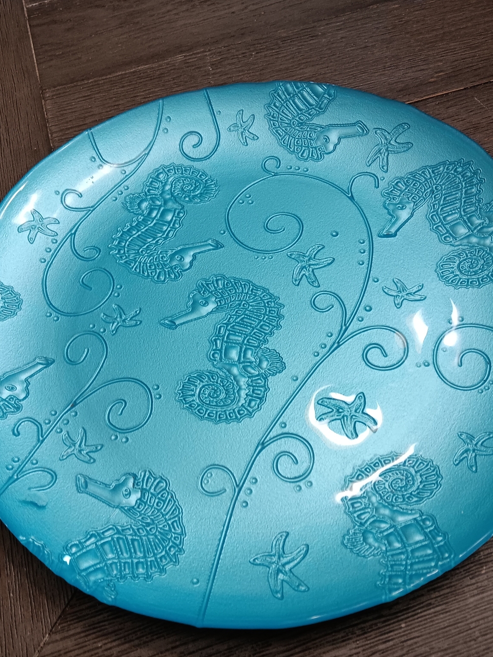 Unk Turquoise Seahorse Embossed Decorative Plate